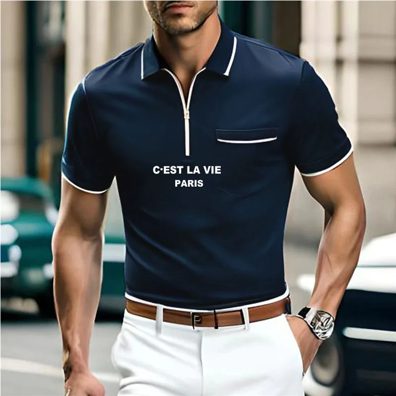 New summer men's casual short-sleeved Polo shirt Business fashion High quality T-shirt men's breathable Polo shirt men's clothin