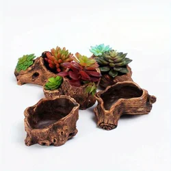 Creative Retro Cement Imitation Tree Stump Root Carving Wood Succulent Flower Pot