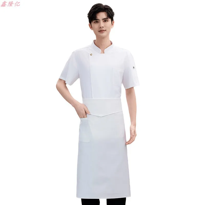 Letnia oddychająca kurtka kucharska z krótkim rękawem do pracy w hotelach, restauracjach, kuchniach, stołówkach i piekarniach