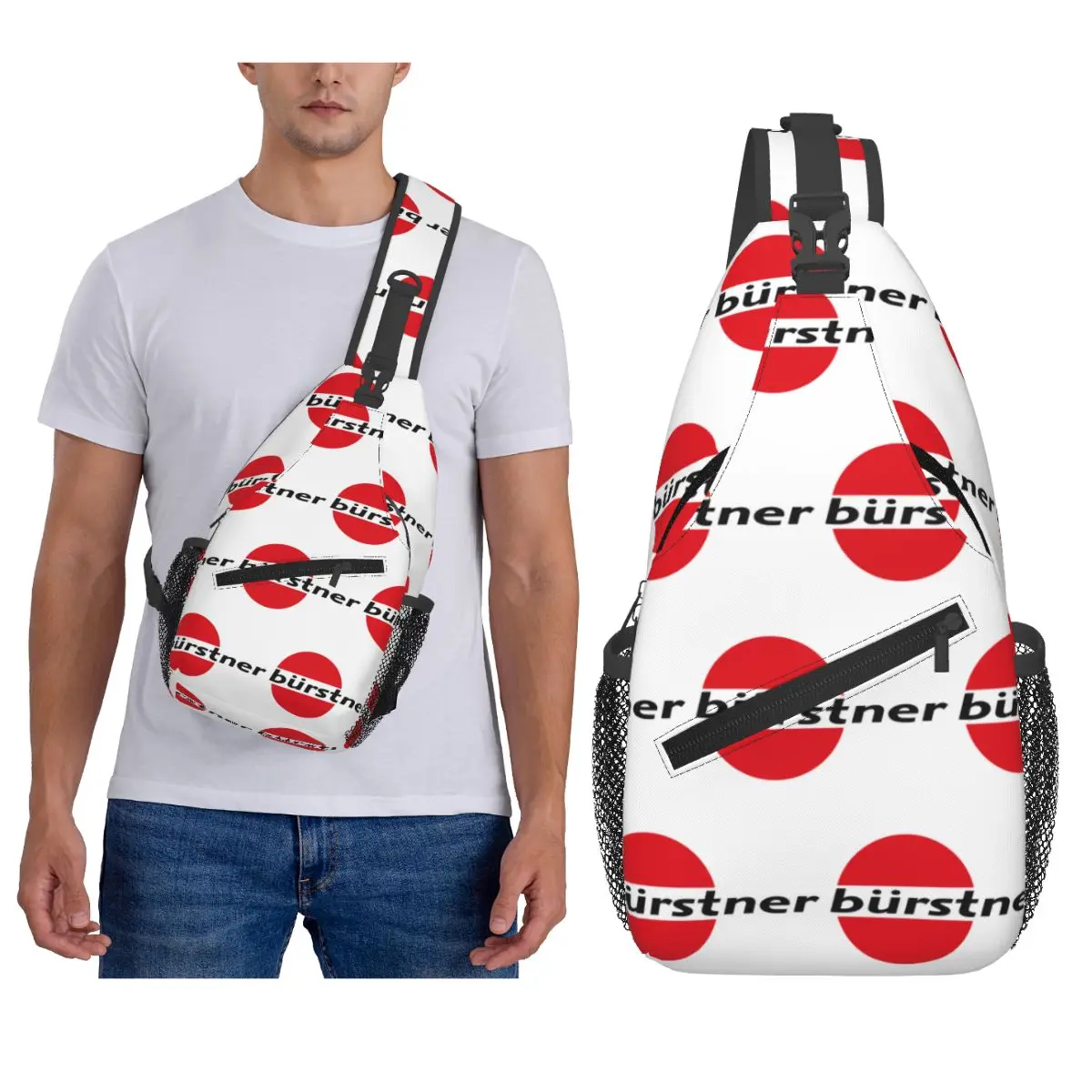 حقيبة صدر بشعار Burstner للرجال حقيبة ظهر كروس بودي حقيبة صدر للسفر والمشي لمسافات طويلة حقيبة كتف Daypack