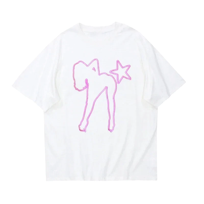 Cyberpunk Y2k Printed T-Shirt Short Sleeve Women's Clothing Cool Graphic Streetwear Vintage Free Delivery Shipping Clothes Woman