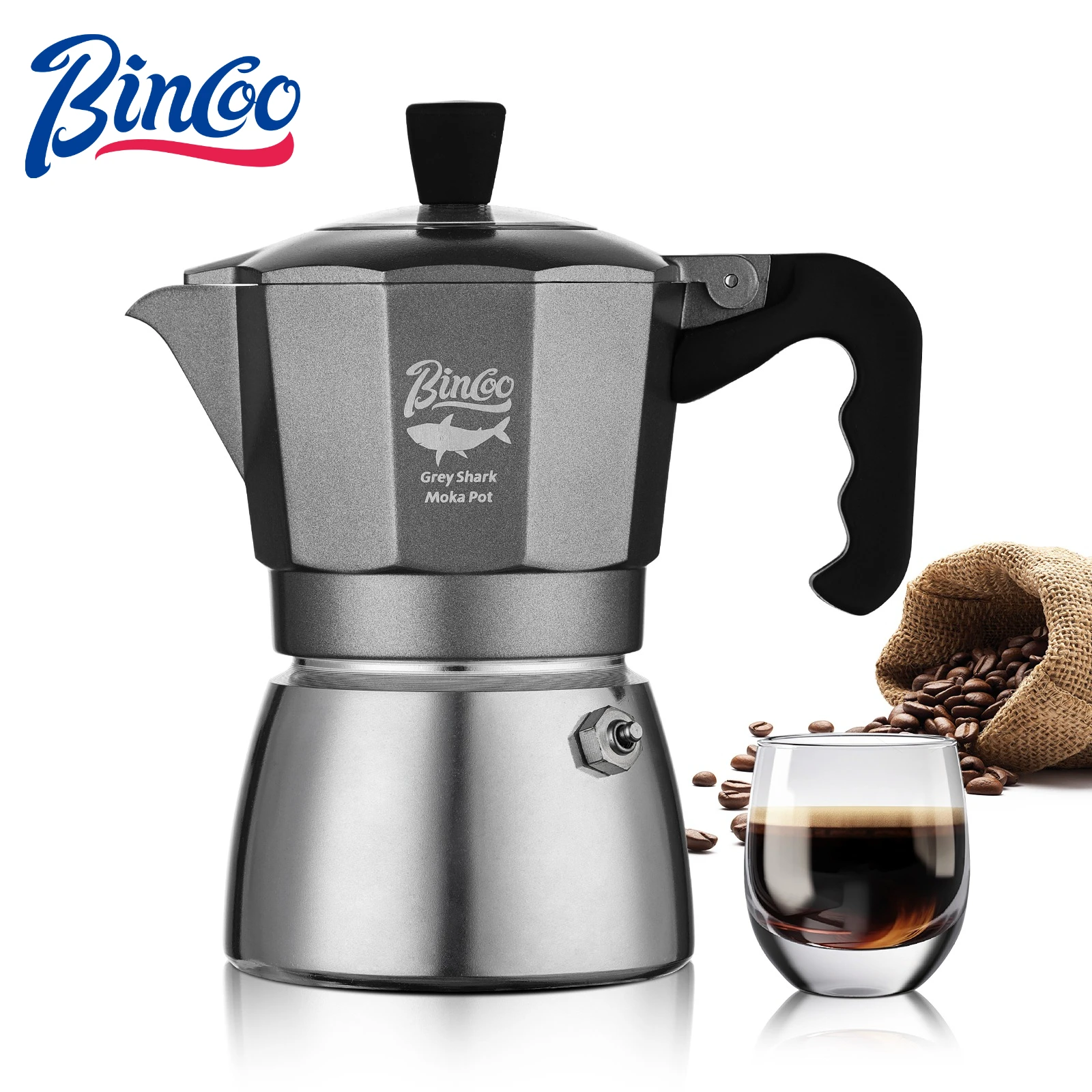 Bincoo 2 Cups Double Valve Moka Pot Aluminium Alloy Coffee Pot Cafe Machine Espresso Coffee Makers Camping Barista Tool