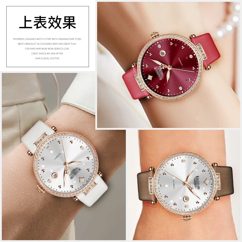 KASSAW KASUO K88H5L Stellar Traces Cinturino per orologio con intaglio in pelle di vacchetta verde seta rossa stellata per cinturino in vera pelle