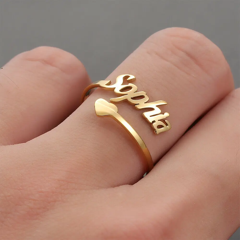 Custom Arabic Name Rings For Women Personalized Gold Color Stainless Steel Adjustable Men Ring Islamic Jewelry Gift Bague Femme