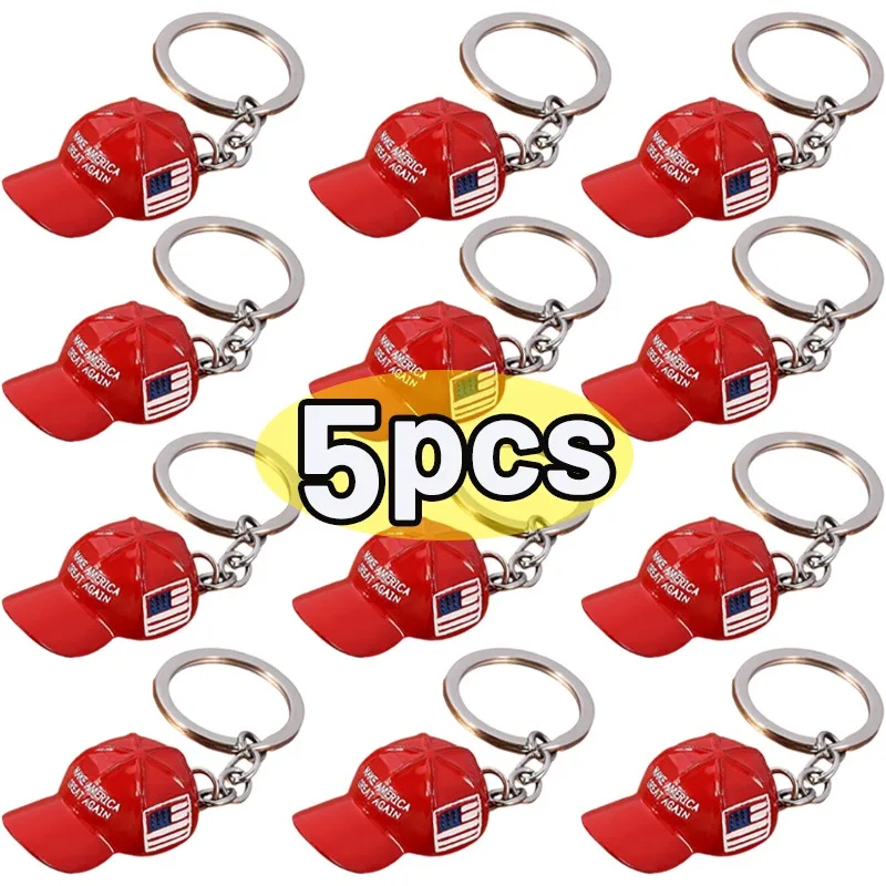 Red Hat Trump Keychains Women Men Baseball Hat Hip Hop Key Rings Make America Great Again Alloy Keychains Fashion Jewelry Gifts