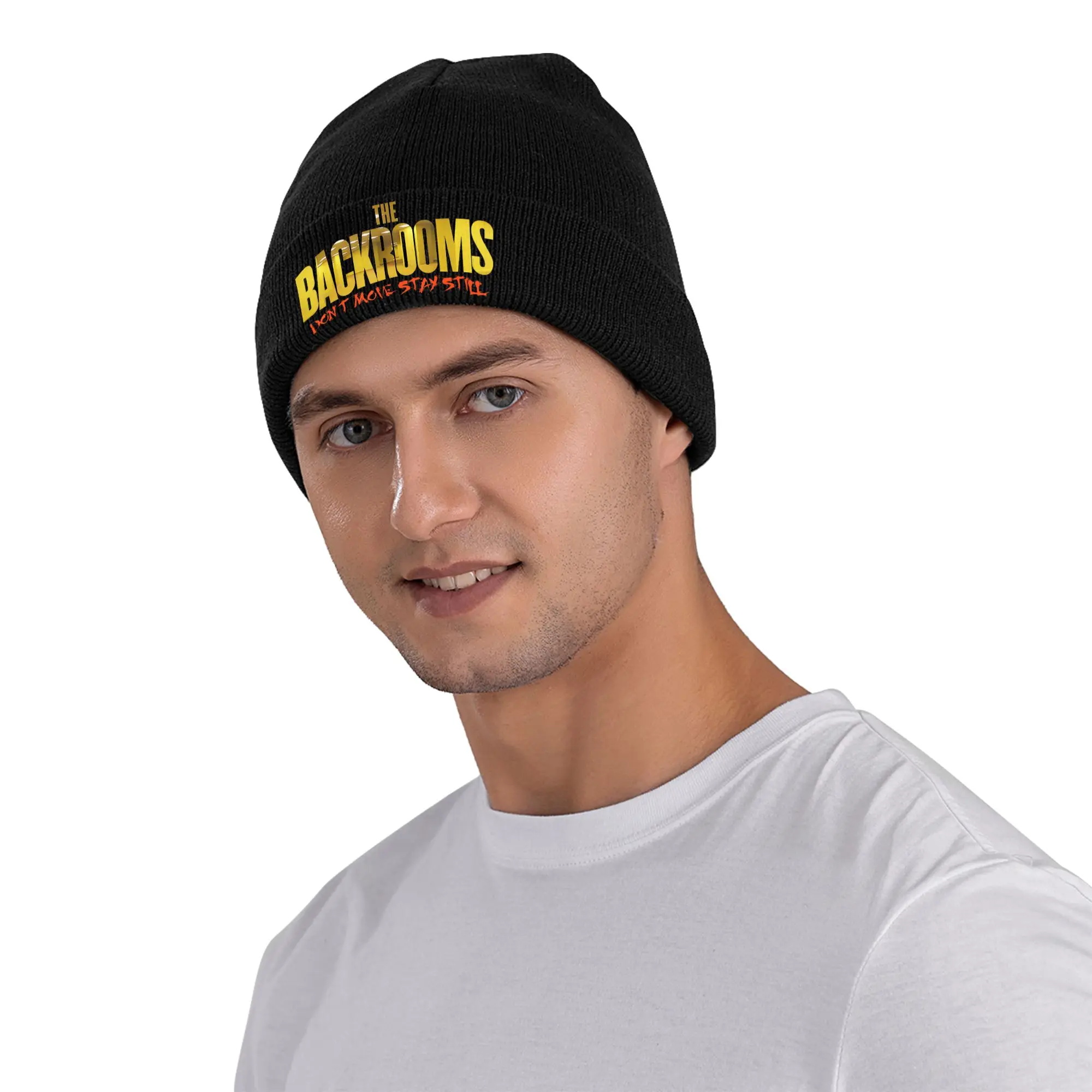 Don't Move Stay Still Back-Rooms Knitted Hat Autumn Winter Beanies Street Horror Creepypasta Cap Men Women Acrylic Skullcap