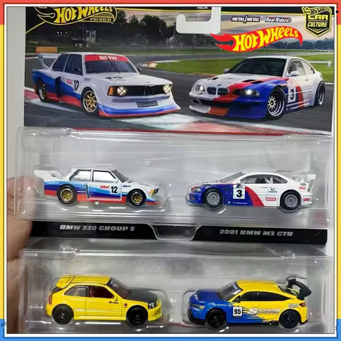 Hot Wheels Premium Pack 2 - Pack Duo - '99 Honda Civic Type R And Honda Civic Type R BMW 320 GROUP 5 JBL01 Model Toys car