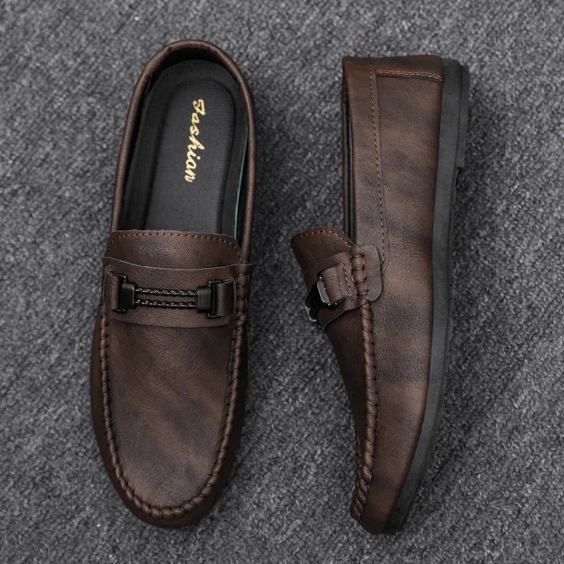 Leather Shoes for Men Casual Male Soft Sole Comfortable Shoes Men Slip-On Male Loafers Moccasins Driving Shoe Big Size 39-44