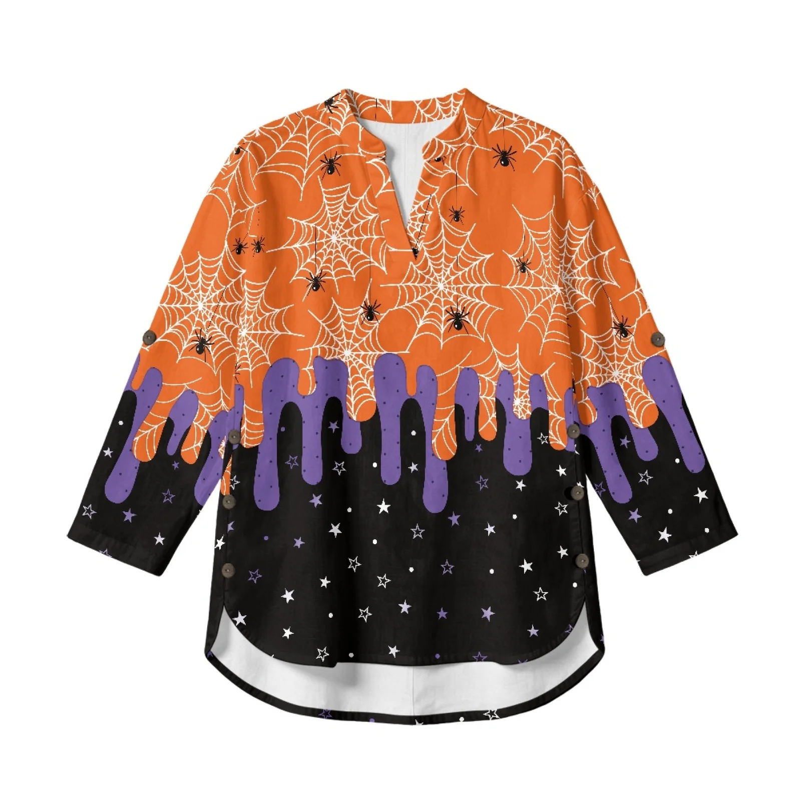 INSTANTARTS Women's Linen V-Neck Shirt Women's T-Shirts and Polos Cheap Clothes Traf  2026 Femme Roupas Feminina Soft Halloween