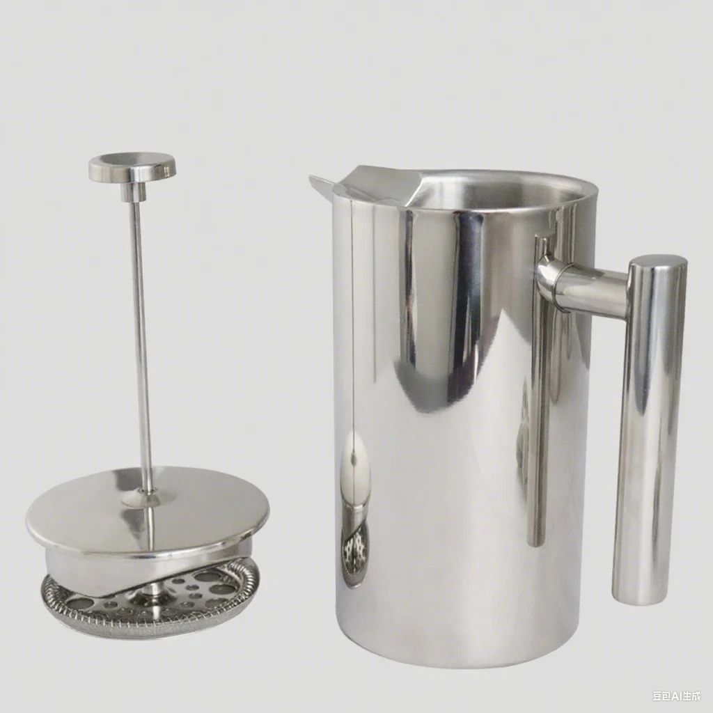 304 Grade Stainless Steel French Press Coffee Maker  Double Wall Insulated Coffee Press with 4-Level Filtration system