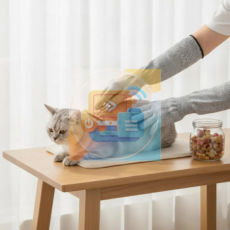Cat Petting Anti Bite Gloves 1PC Soft Comfortable Protective Glove for Kitten Feeding Grooming Home Use