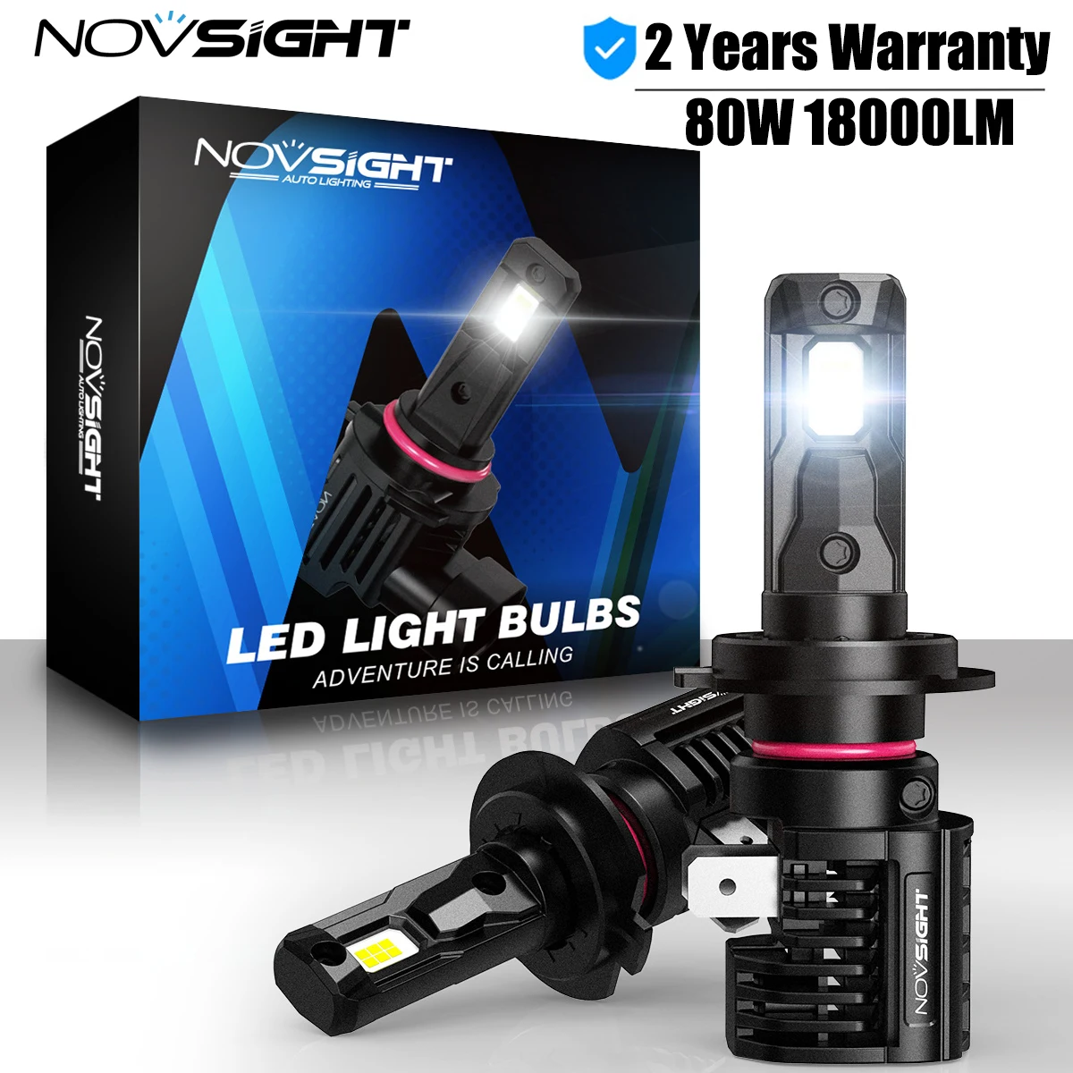 

NOVSIGHT, лампа для автомобильных фар головного света, H4, H11, H8, H9, HB4, HB3, 9005, 9006, 80 Вт, 6500 лм