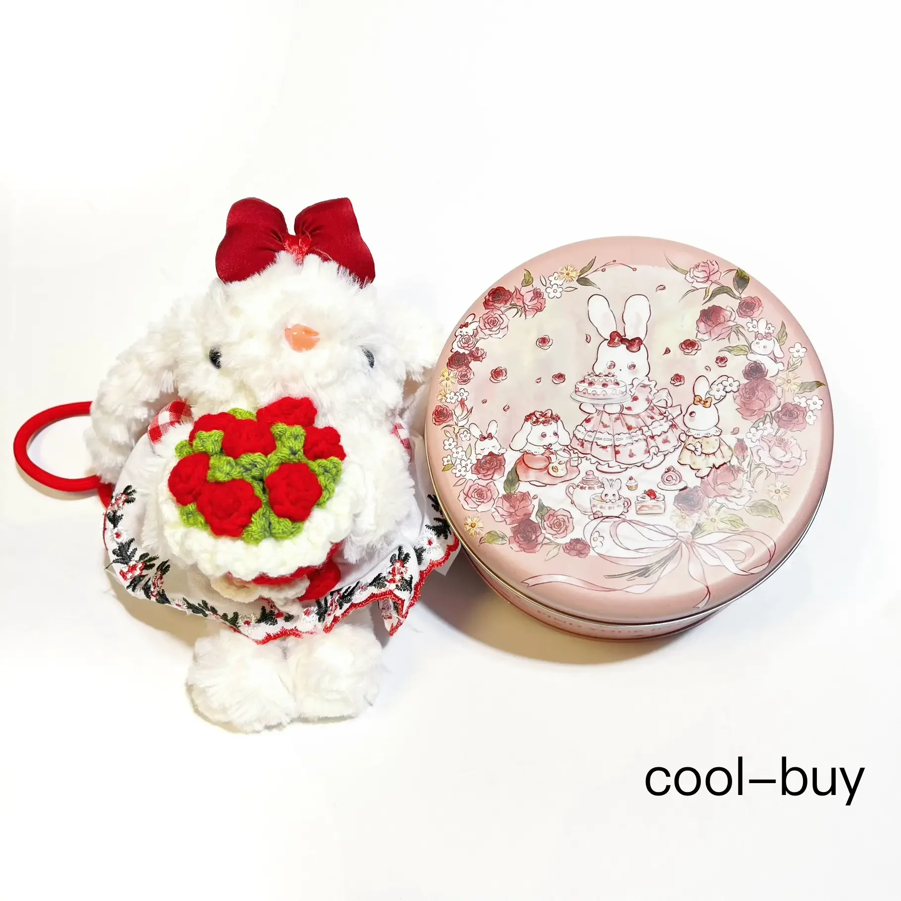 Lucky Bunny Keychain - Christmas Gift Handmade Adorable Charm with Matching Tin Box for Back-to-School Holidays & Birthday Gifts Soft Cuddly Bunny 7.5 Inches Tall