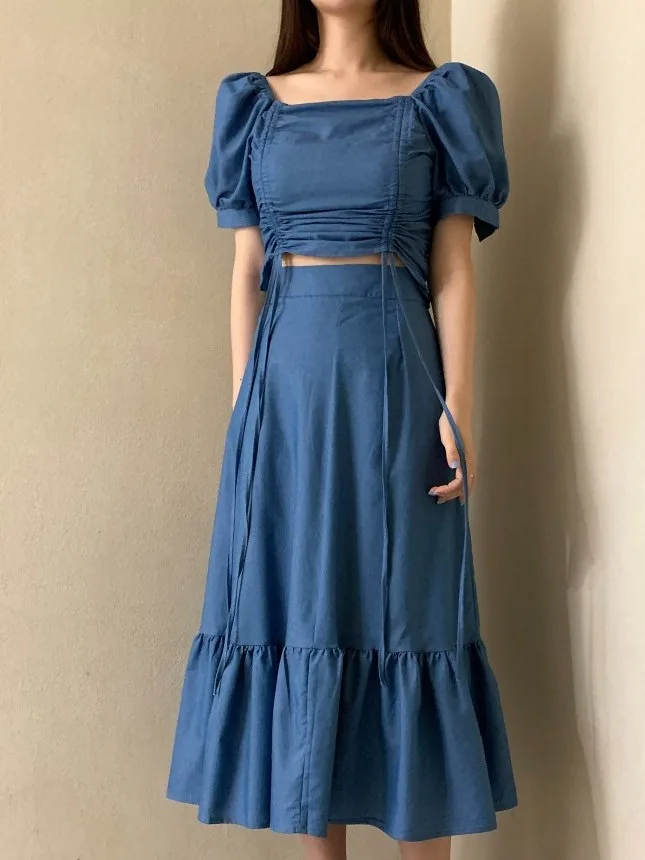 طقم توب وتنورة قصيرة مكون من قطعتين بتصميم سينسيشن مجموعة شبابية بحجم صغير مجموعة أزياء الربيع النسائية #3