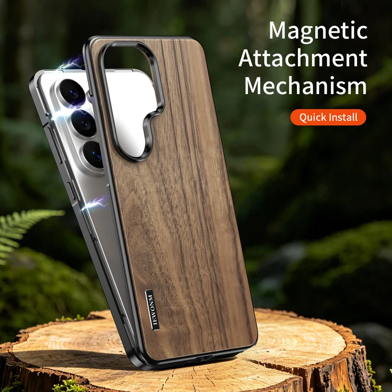 

For Samsung Galaxy S26 S25 S24 Ultra Magnetic Case ELVEV Durable Hard PC Metal Frame Anti-fall Phone Cover