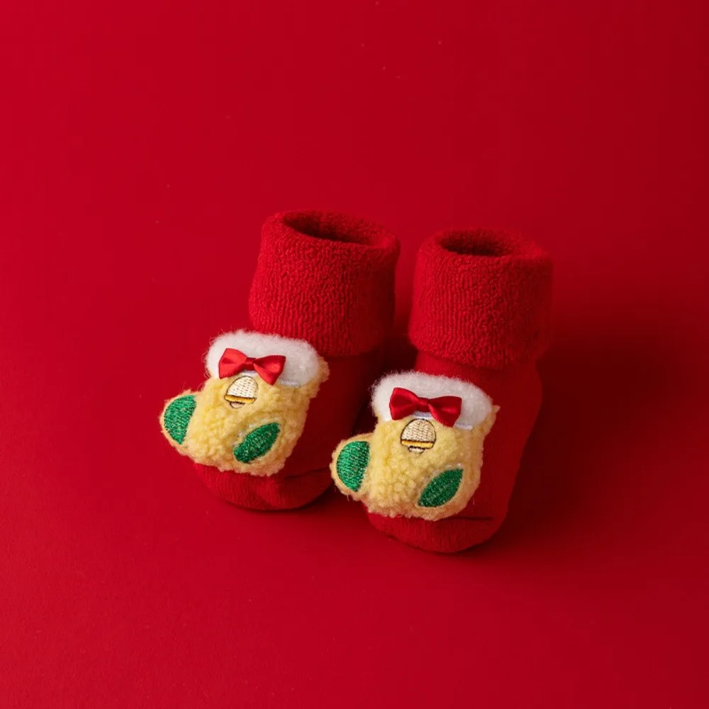 Soft Cotton Newborn Socks Red 0-3years Girls Boys Warm slippers Santa Claus Children Sock Autumn Winter
