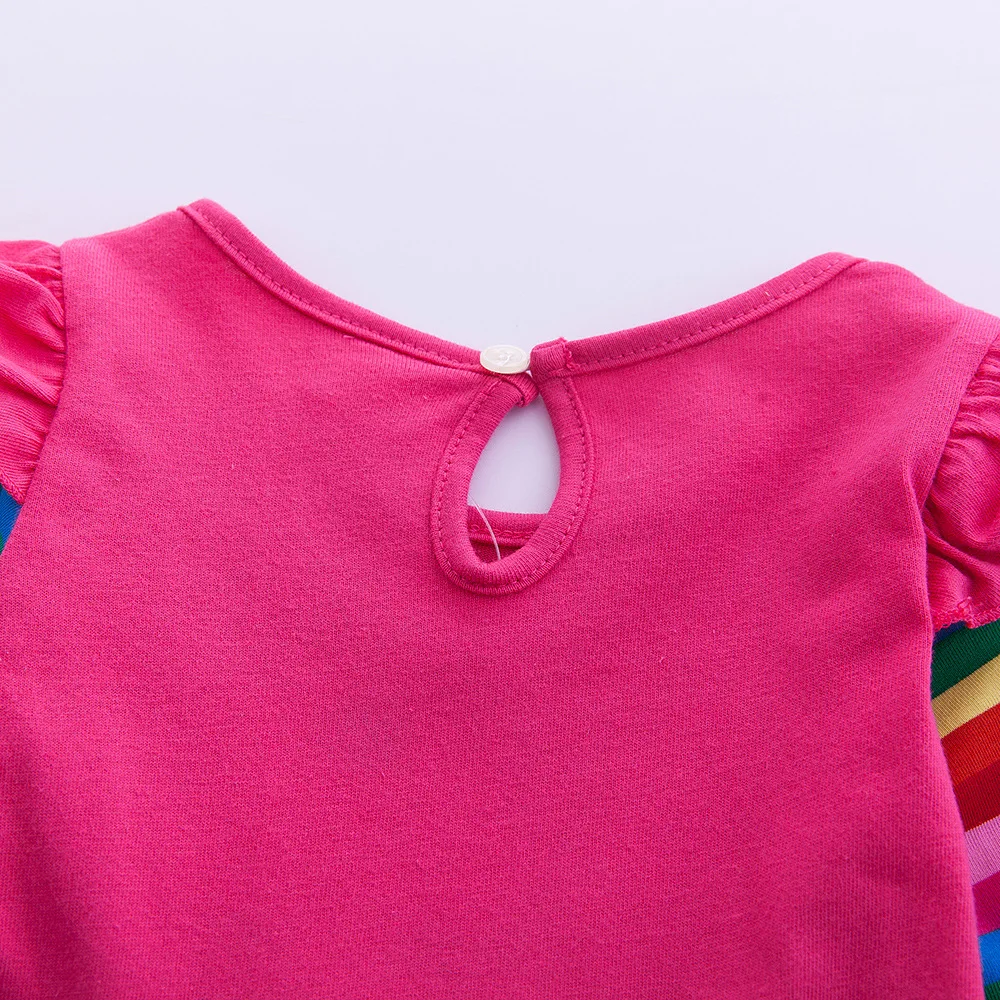 Langärmliges Einhornkleid für Mädchen, Herbststickerei, zwei Taschen, Regenbogenärmel, 81035 – Detail 16