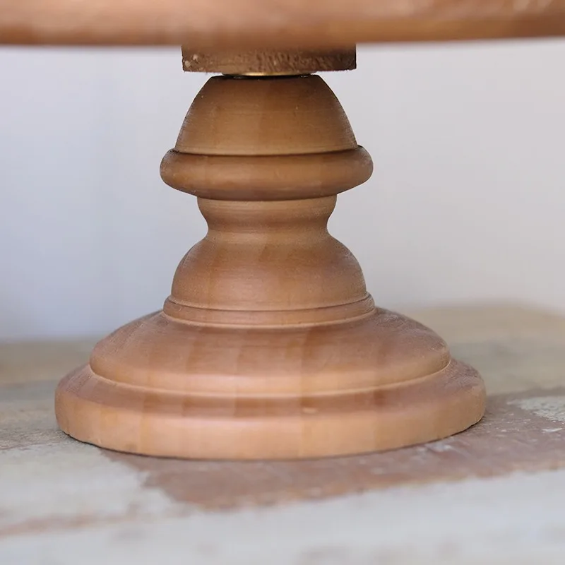 Natural Wood Bowls Retro European Cake Plinth Tall Elegant Fruit Serving Tray Living Dining Minimalist Tabletop Home Accessories