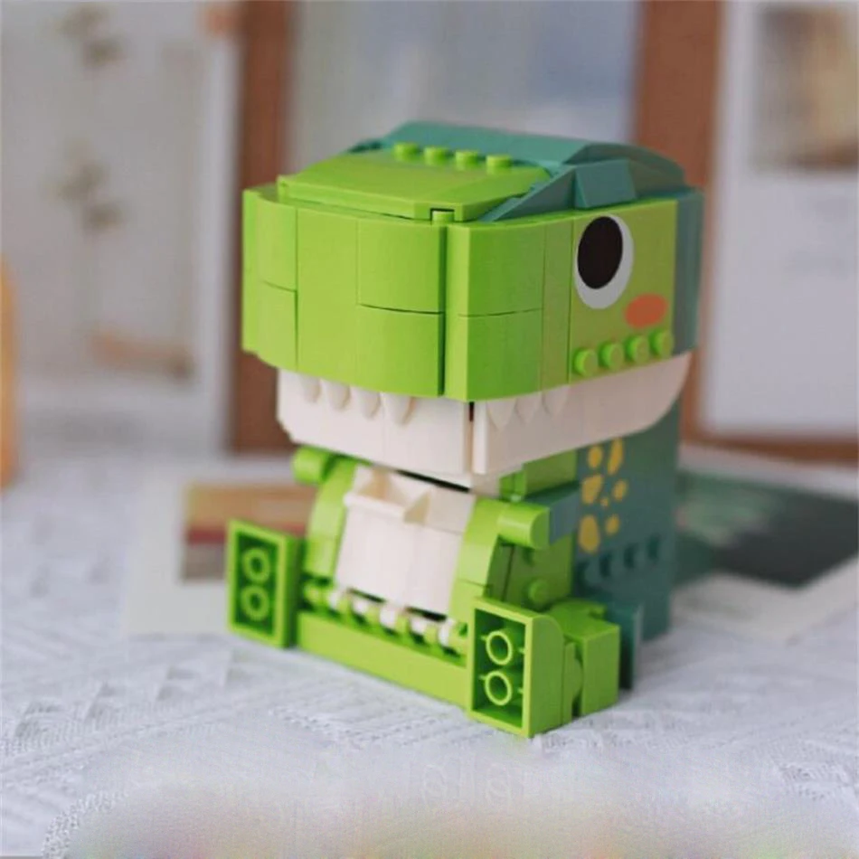 Creative Jurassic Dinosaur World Pen Container Building Blocks,DIY T-REX Storage Box Photo Frame Brick Ideal Pencil-Box Toy Gift