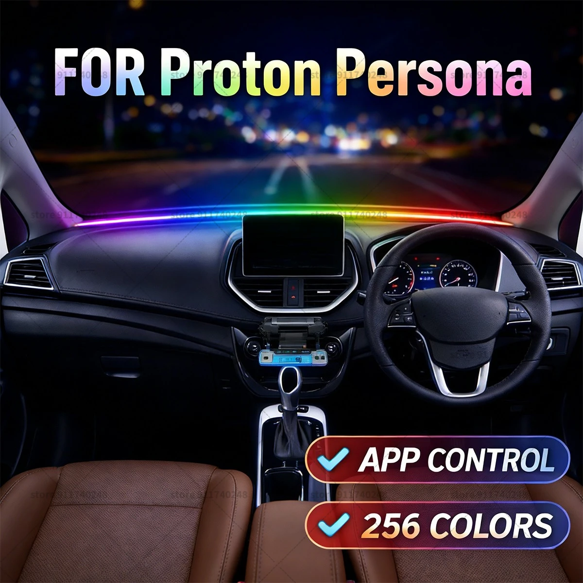 For  Proton Persona Automotive decoration light strip,colorful acrylic front windshield soundproofing strip,ambience light