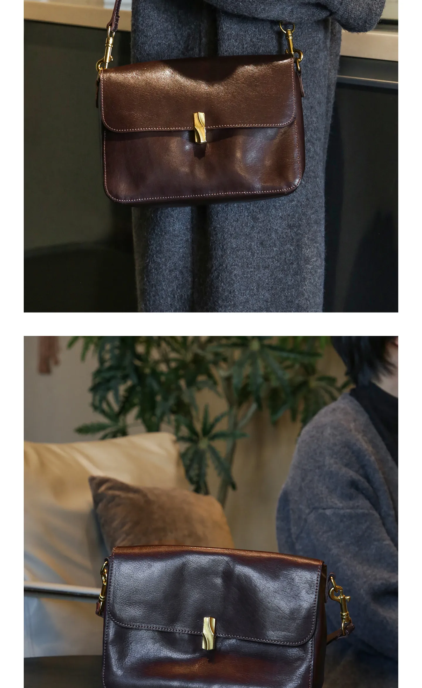PNDME Vintage Luxus-Umhängetasche aus pflanzlich gegerbtem Rindsleder für Damen, Outdoor-Umhängetasche aus echtem Leder mit großem Fassungsvermögen für Damen. – Detail 8
