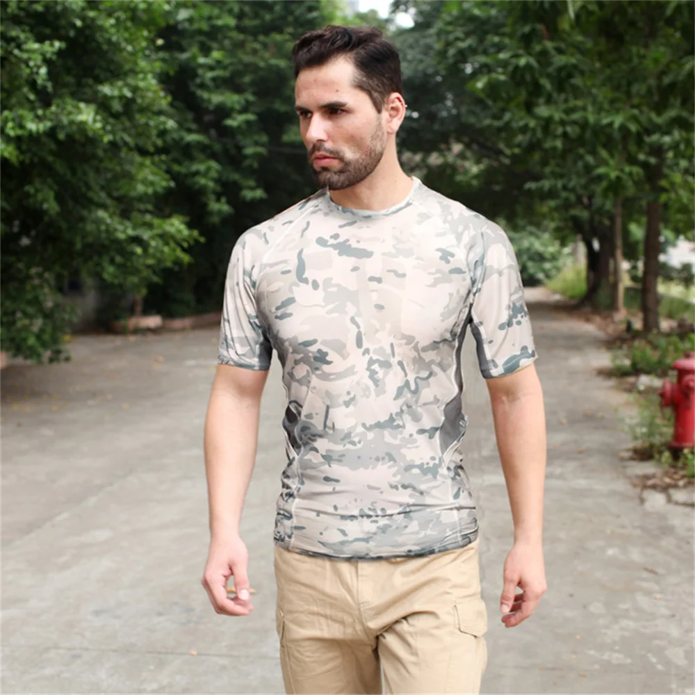 Imagem -06 - Camuflagem Tática Preta Masculina T-shirt Moletom de Combate Roupas de Caça Quickdry Táticas ao ar Livre Camping T-shirt