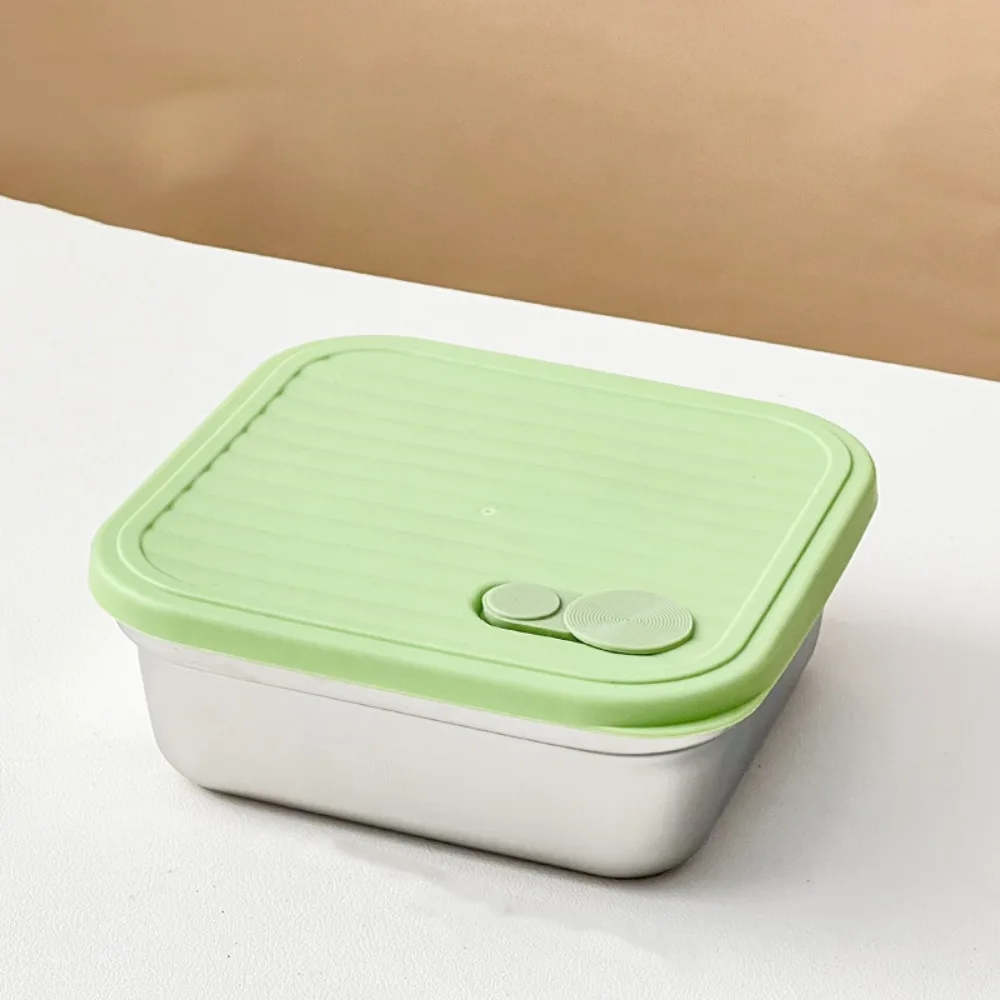 

Portable Square Stainless Steel Lunch Box Leak Proof Stackable Food Storage Container 1/2 Grids Salad Box Students