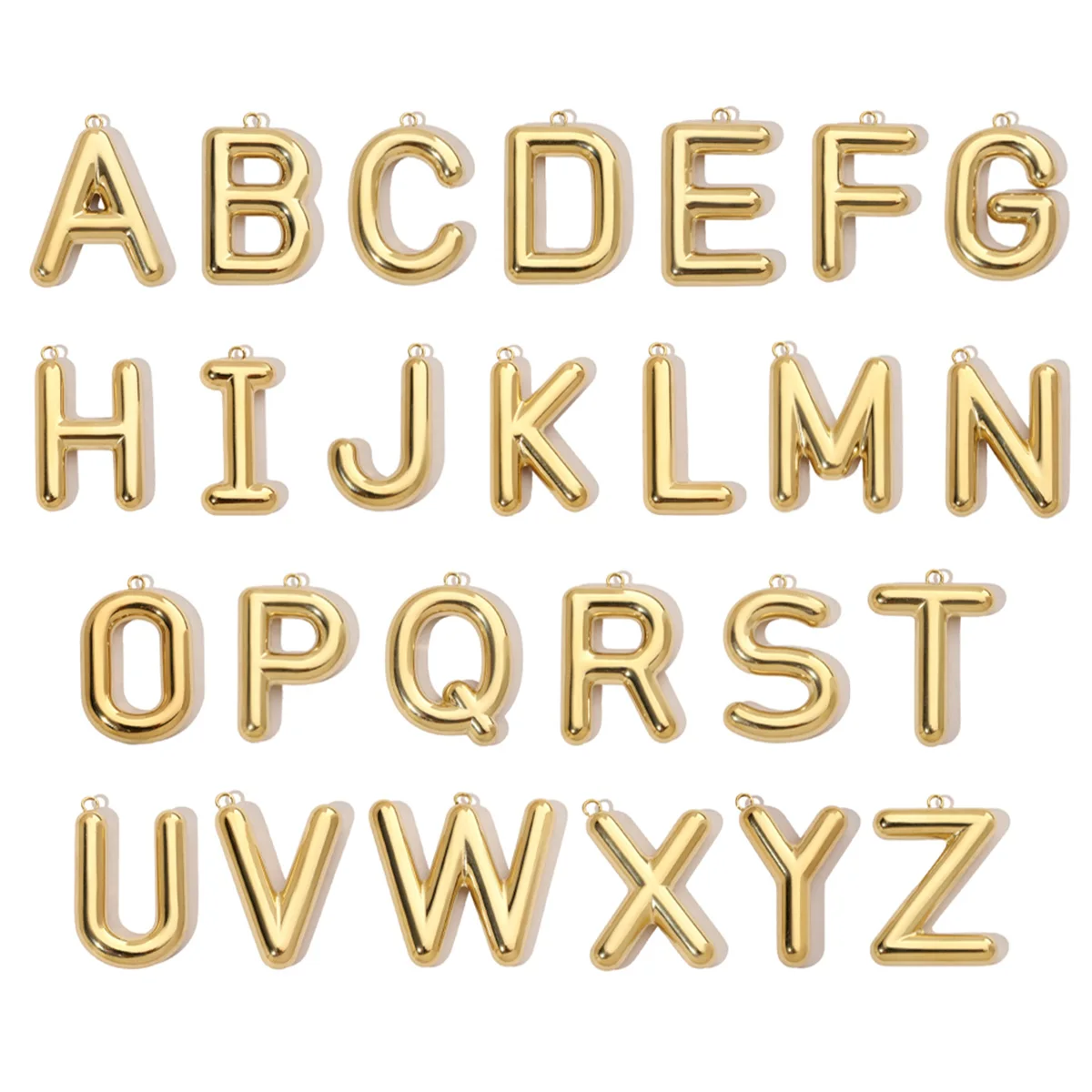 3pcs/Lot French Retro 14K Gold Color Mirror Polish Stainless Steel Initial Letter Charms A-Z Name Necklace DIY Jewelry