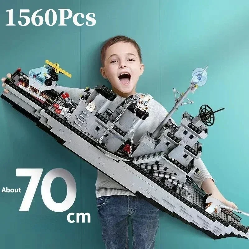 Huge size 1560PCS Navy war ship Army ship model warship 6 in 1 multi-shape combination building blocks to build a boy toy set