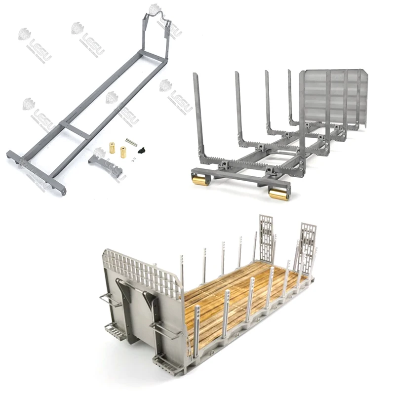 Metal Trailer Luggage Carrier Flat Bed Ramp Parts For Lesu 1/14 Man 8*8 Roll On/Off Rc Tipper Truck Diy Toys Model