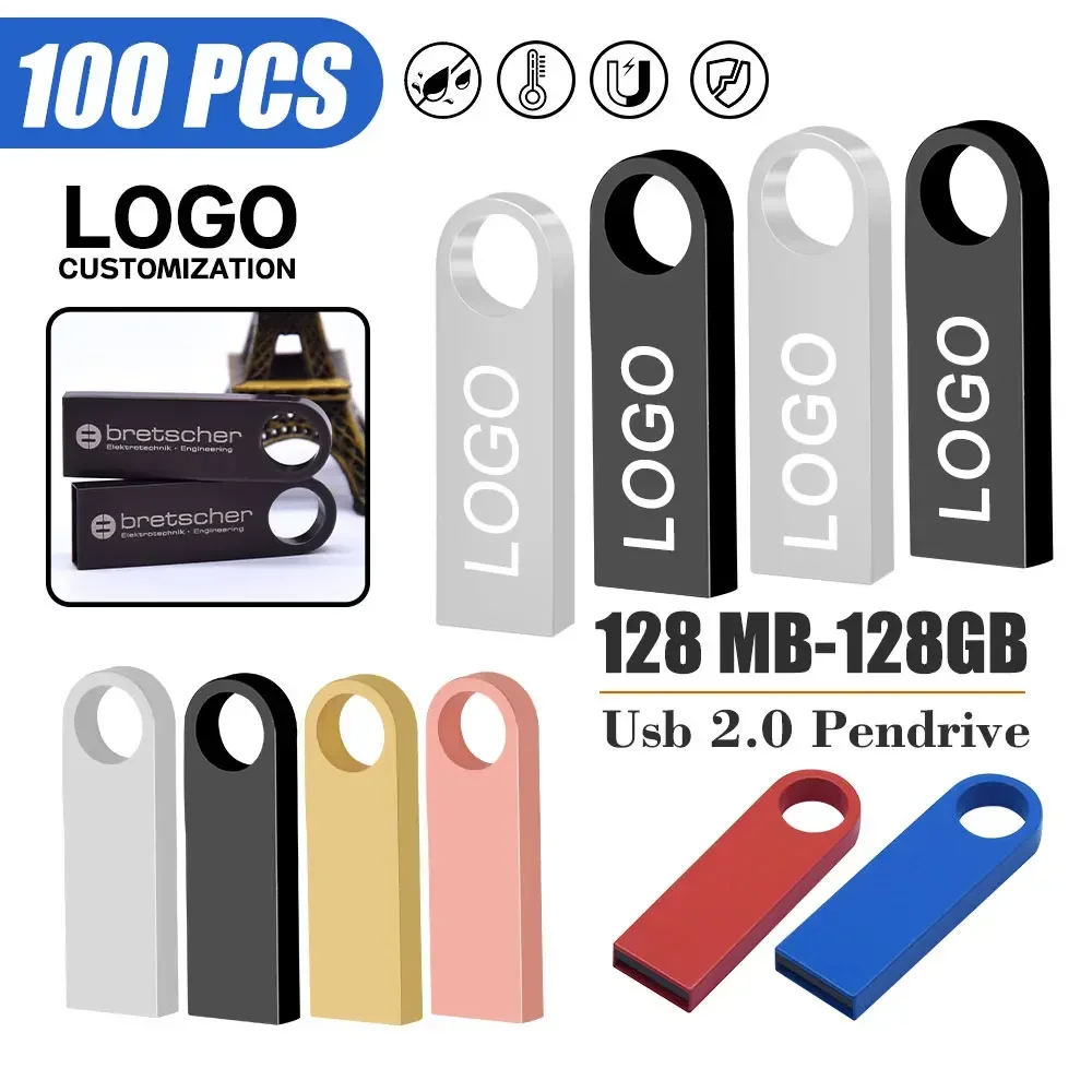 100PCS/lot Pen Drive 64GB USB Flash Drive 2.0 32GB Flash Disk 16GB 8GB 4GB 2GB 1GB 256mb 512mb Memory Stick Free Custom logo