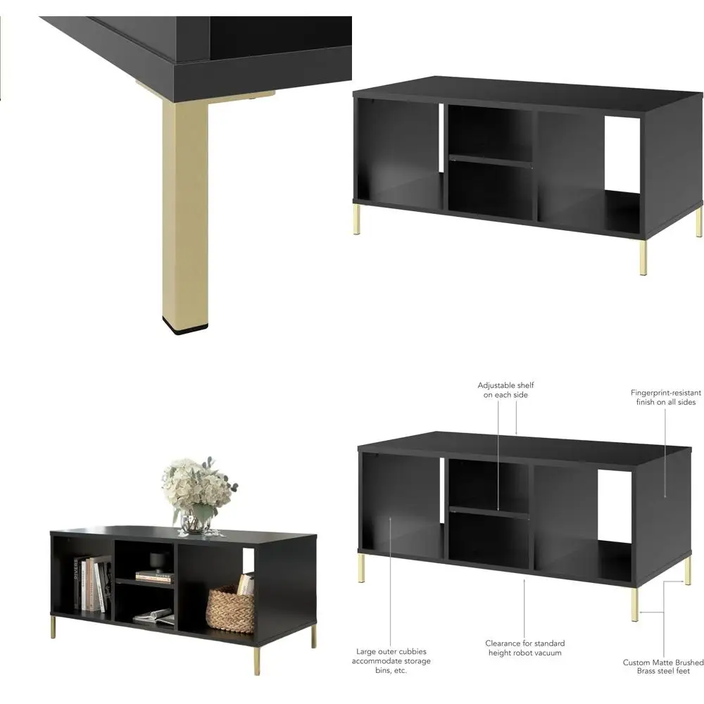 Storage Coffee Table from Essence Collection, Black Stipple Finish for Living Room