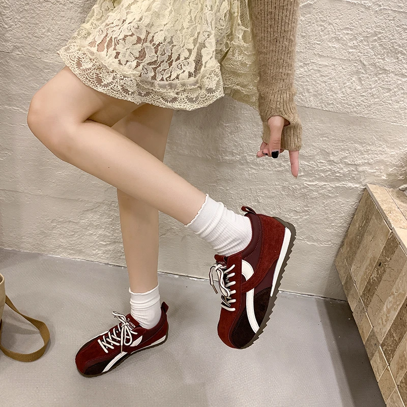 Retro Lace-up Training Forrest Gump Shoes 2026 Autumn New Color-block Casual Versatile Flat Sneakers