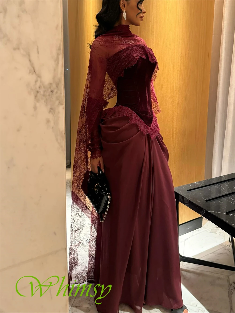 فستان سهرة جيرسي فاخر مخصص رائع بياقة عالية وأكمام طويلة فساتين لحضور الحفلات الموسيقية الحديثة سويب تراين فساتين المناسبات الخاصة