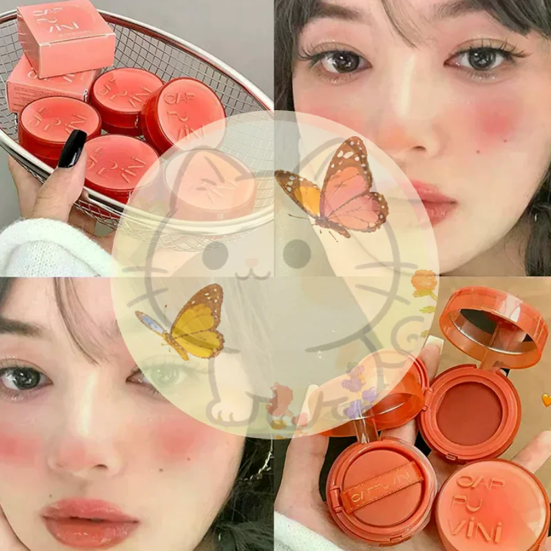 Cappuvini Soft Smooth Blush Cream Mud Brightening Expanding Color Long-lasting Moisturizing Cheek Tint Face Rouge High Pigment~