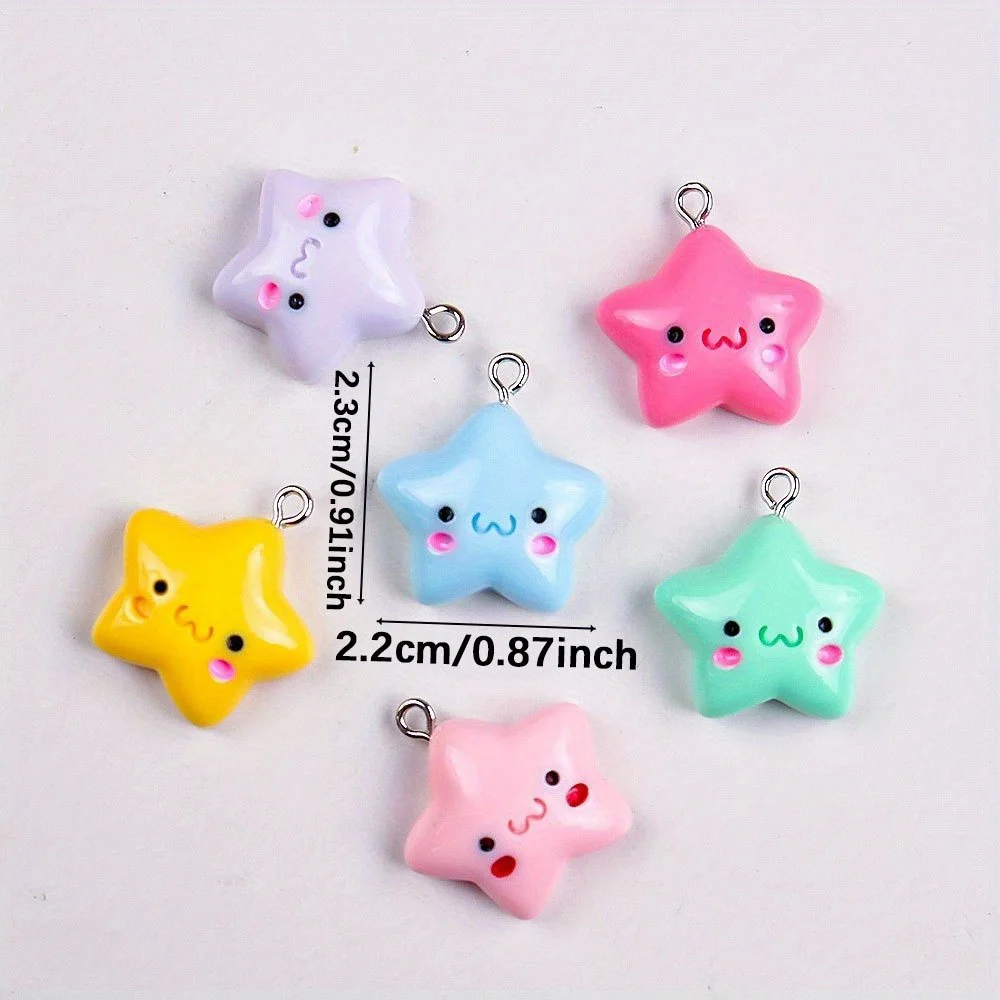 3/11/22 قطعة المعلقات متعددة الألوان على شكل نجمة ، أقراط قلادة ذاتية الصنع ، لإكسسوارات تزيين هدايا عيد الحب والهالوين #4