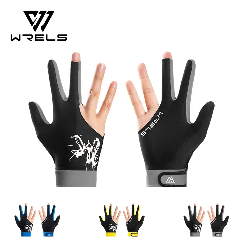 WRELS 1PC Open Finger Billiard Gloves Breathable Snooker Pool Glove Adjustable Sticker Smooth And Soft Lightweight Amateur Train