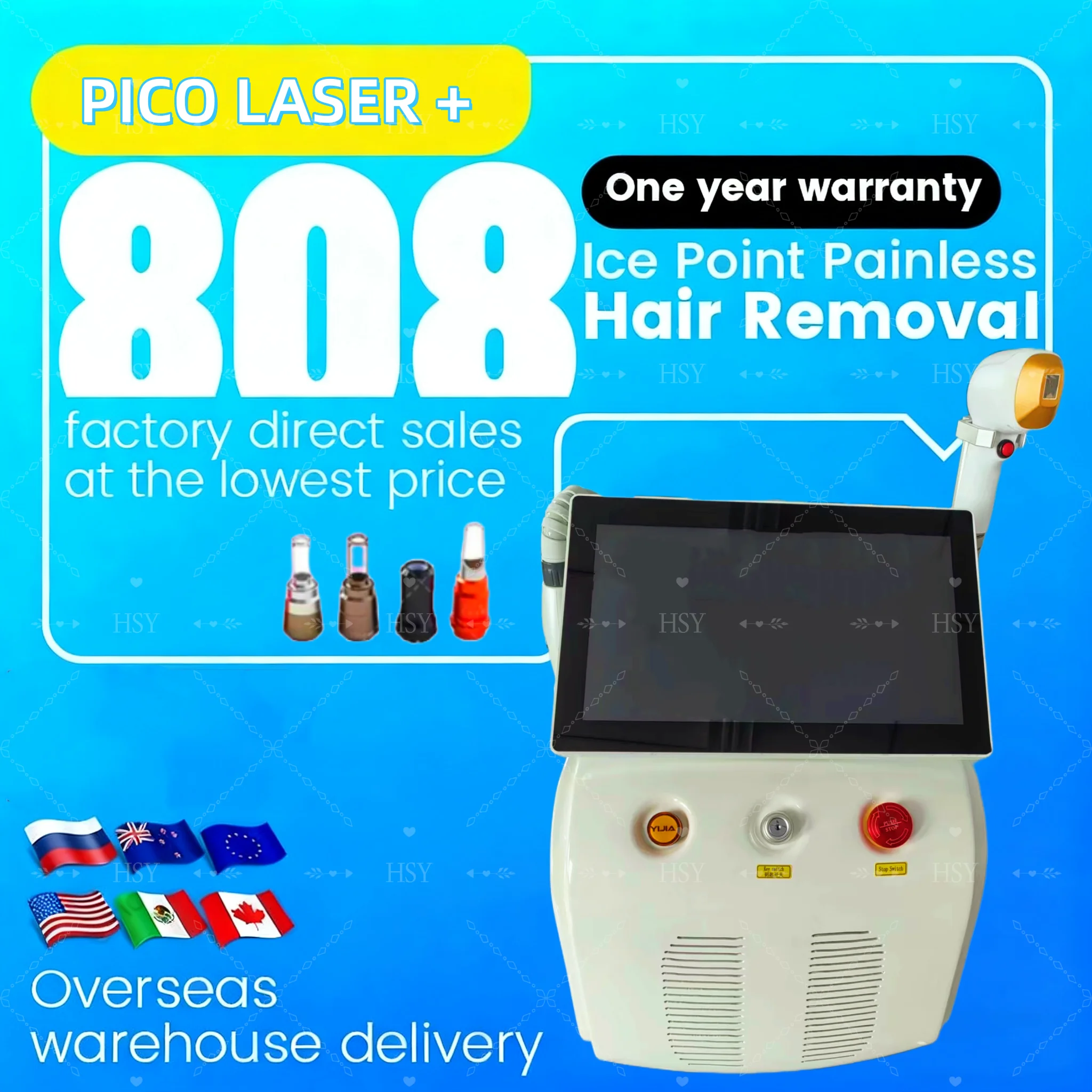

Diode Laser Hair Removal Machine, Carbon Stripping Pigment, Tattoo Removal, Beauty Epilation Equipment, 808nm, 4000W