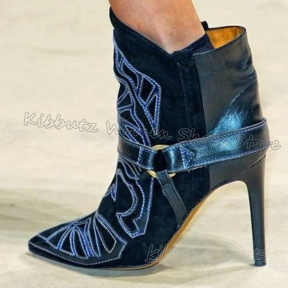 

Crystal Totem Ankle Modern Boots Buckles Pointed Toe Thin High Heels Slip-On Fashion Elegant Concise Sexy Luxury Women Shoes New
