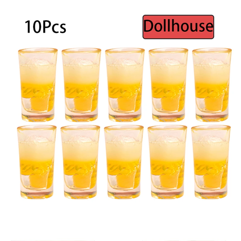 แก้วน้ำของเล่นจิ๋ว 10 ชิ้น อุปกรณ์เสริมสำหรับครัวจำลอง แก้วเบียร์ แก้วไวน์ ของเล่นตกแต่งบ้านตุ๊กตา