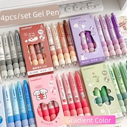 4pcs/set Cute Cartoon Gel Pen for Kids Kawaii Animal American Style Stationery Pen 0.5mm Black Soft Spong Pen Writing Supplies