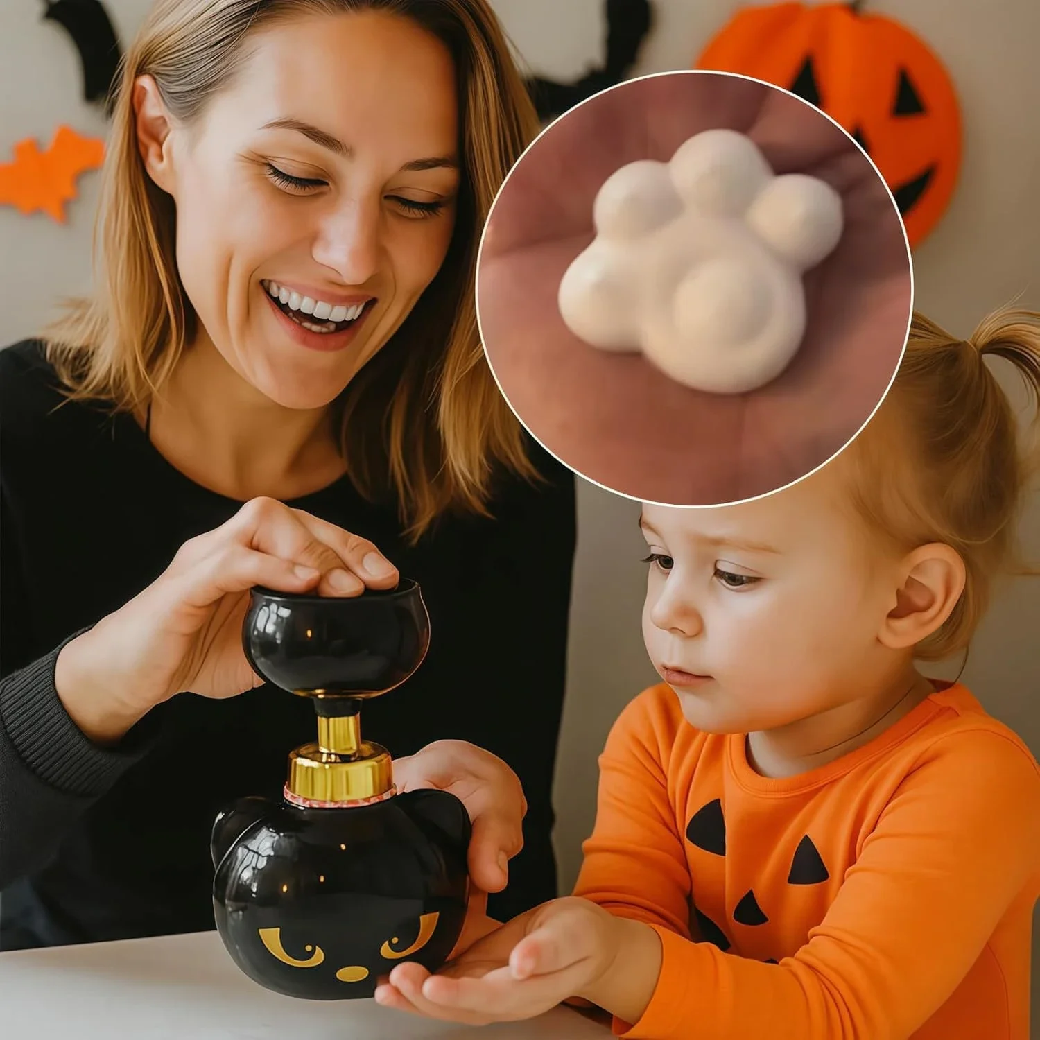 Dozownik do mydła w kształcie kociej łapki kawaii, zabawny dozownik do mydła w kształcie kociej łapki z kwiatkiem, butelki z pompką do mydła w pianie, prezent na Halloween, urodziny