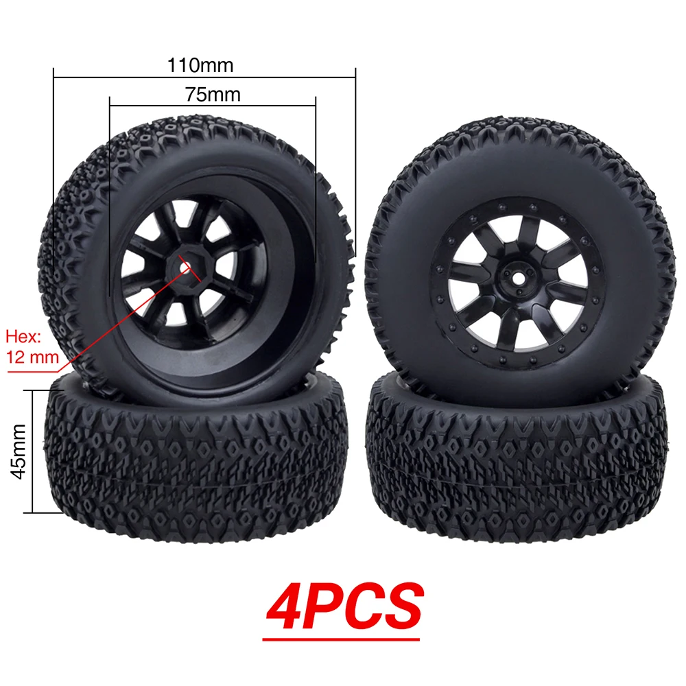 ZD Racing RC Wheels and Tires 1/10 Scale 12mm Hex Short-course Truck Anti-skid 4PCS For VKAR Redcat HSP Traxxas Slash HPI