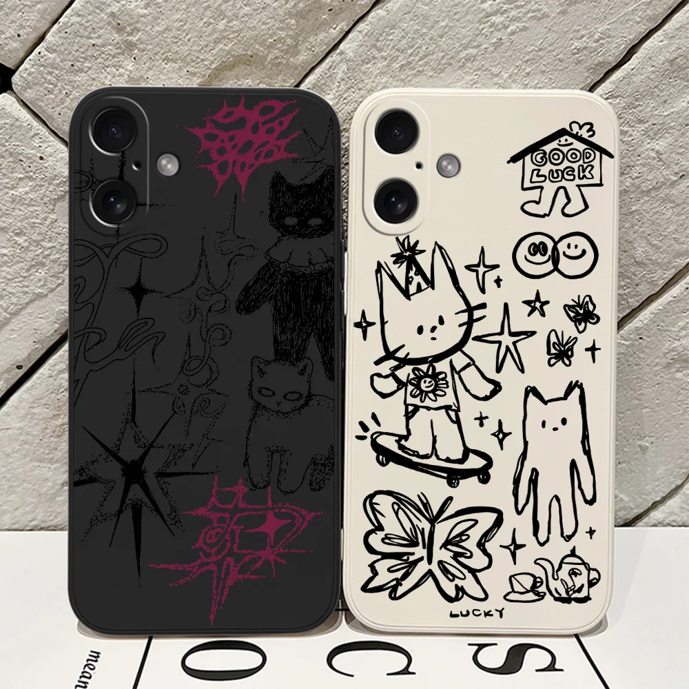 Y2K Cool Cat Fashion Phone Case For Oppo A60 A98 A78 A38 A18 A57 A76 A36 A96 A17 A74 A54 A94 A16 A15 A93 A31 A92 4G 5G Cover