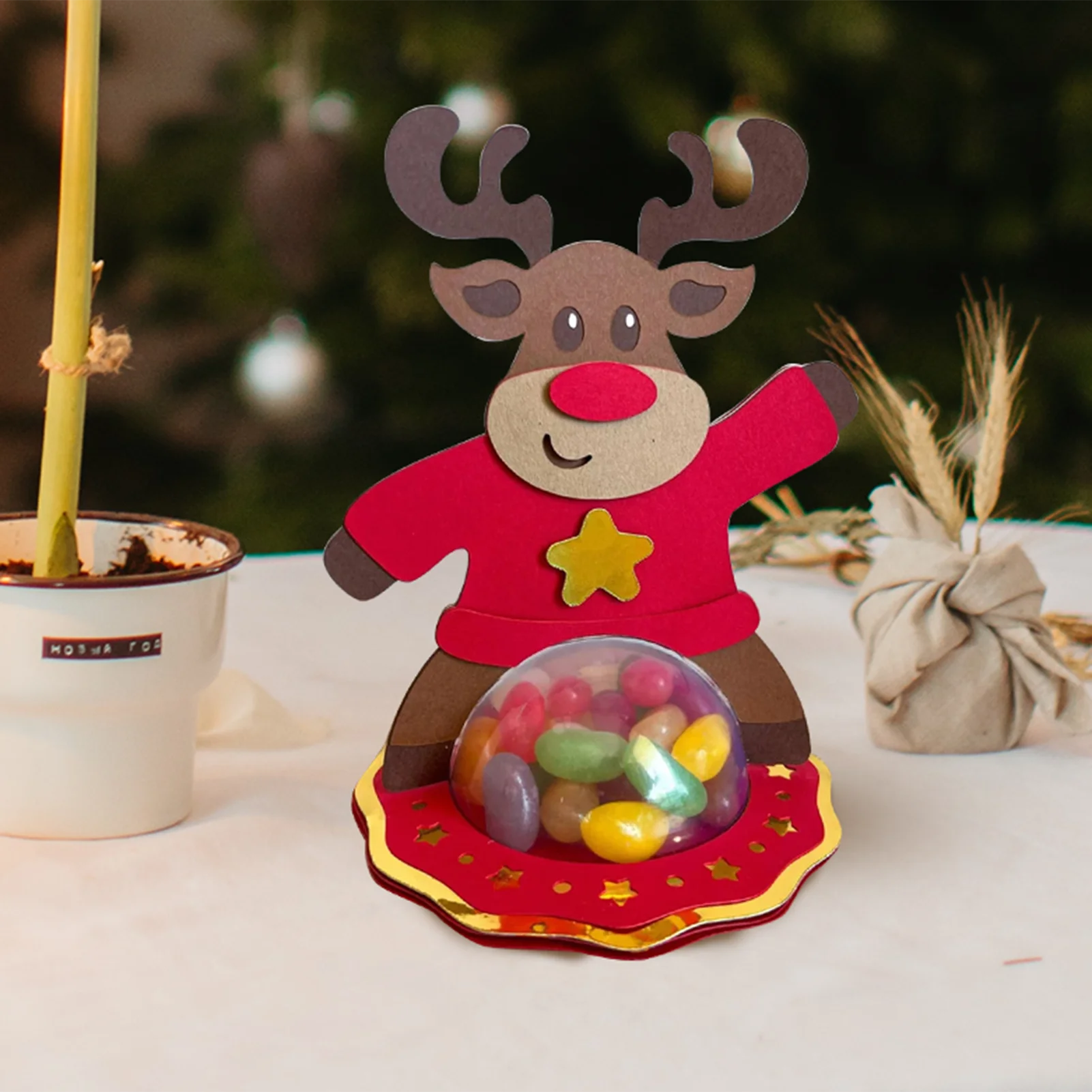 Candy Holder Cute Clear Wooden Multifunctional Party Supplies Kids Christmas Candy Box For Thanksgiving Home Holiday New Year