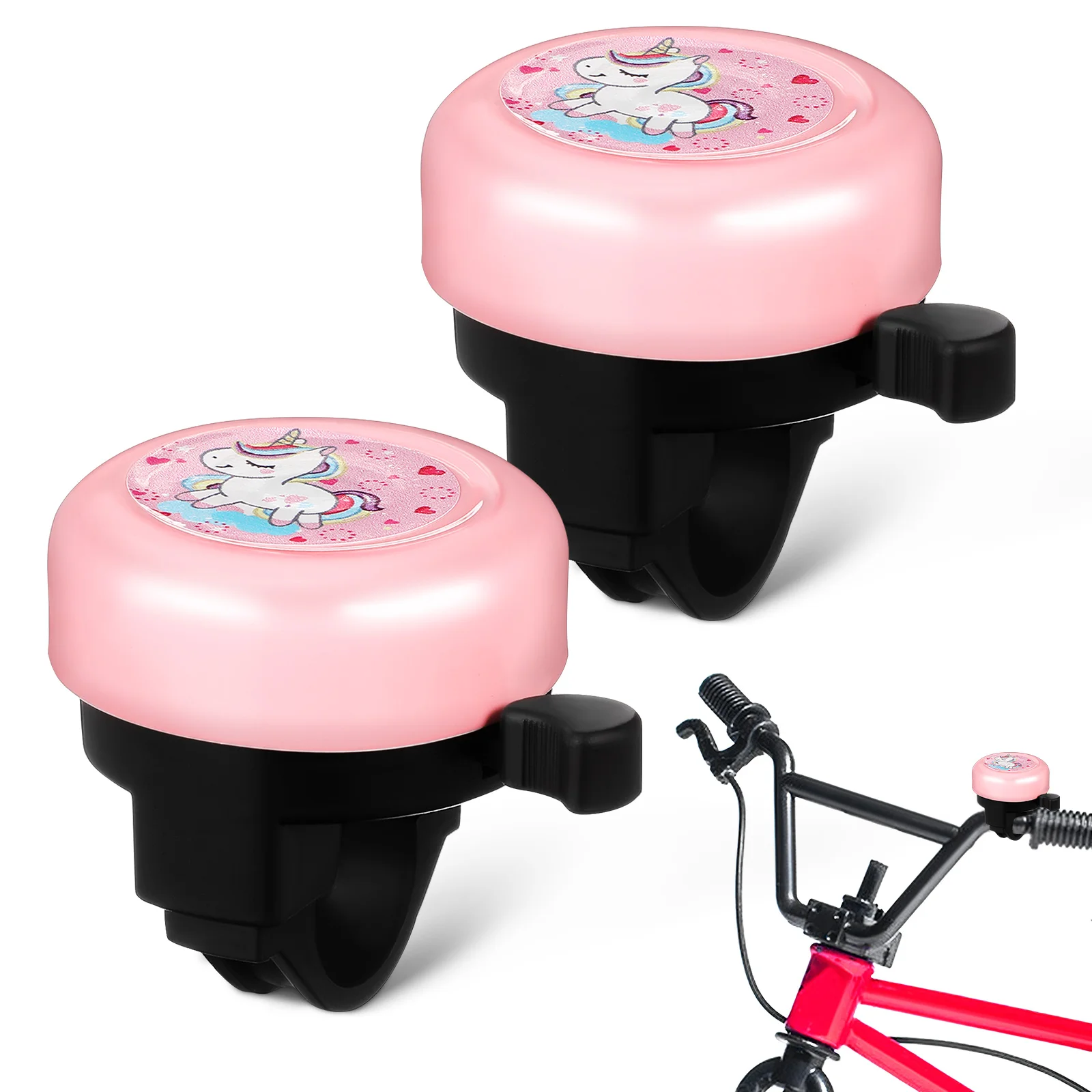 

2Pcs Bike Bell for Kids Cute Unicorn Metal Bicycle Bells Easy Install Kids Bike Accessories Outdoor Cycling Bell