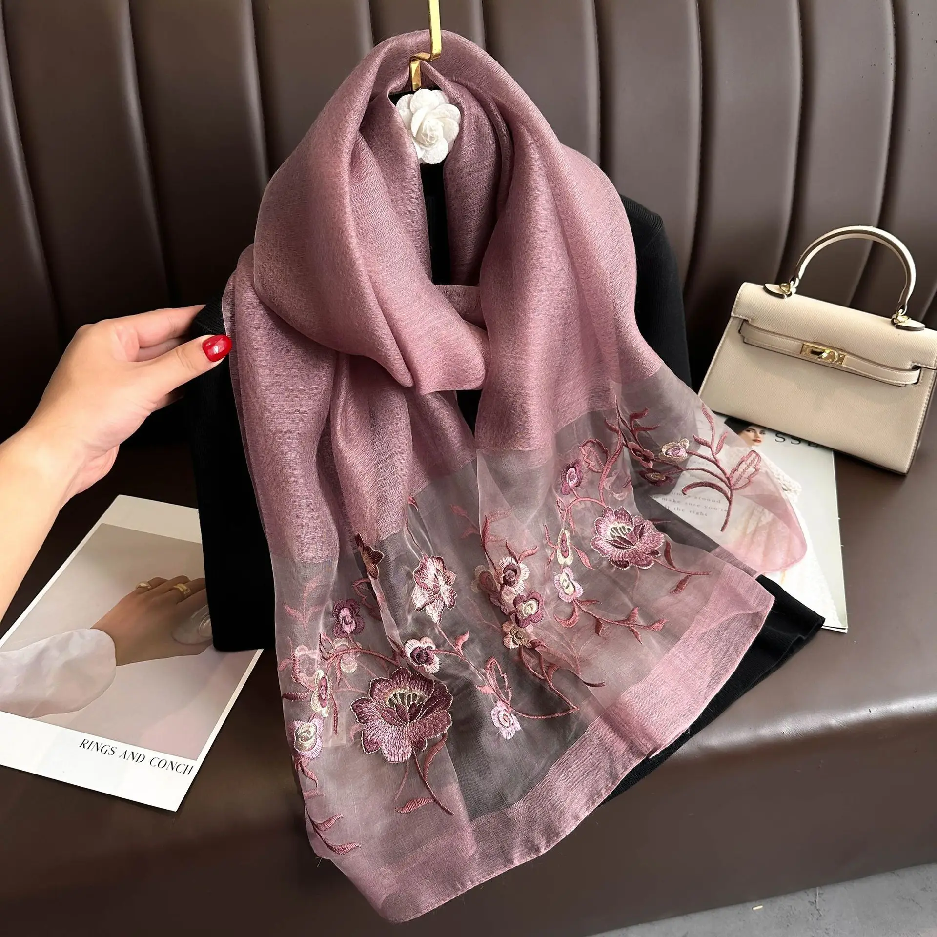 Luxury Brand Solid Silk wool scarf for Women Shawls Scarves Summer Hijab Fashion Warm Long Bandana Foulard Pashmina Poncho new