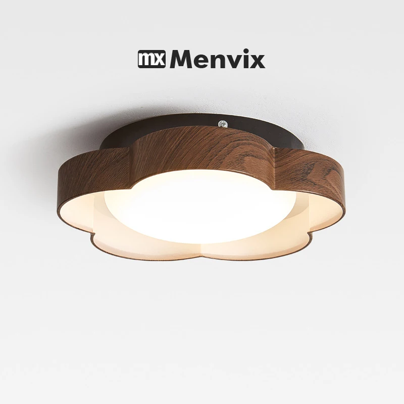 

Modern LED Ceiling Light Circular Ultrathin Wood Grain Walnut Decorative Indoor Home Light for Bedroom Dining Room Living Room
