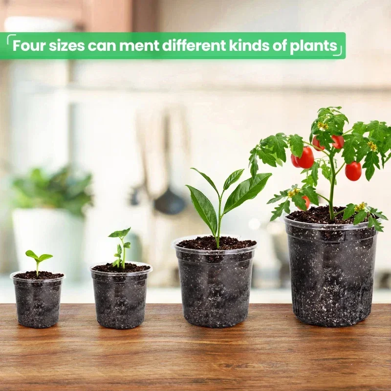 30pcs Transparent Plastic Nursery Pots with Drainage Holes Reinforced Clear Seedling Planters for Indoor And Outdoor Use