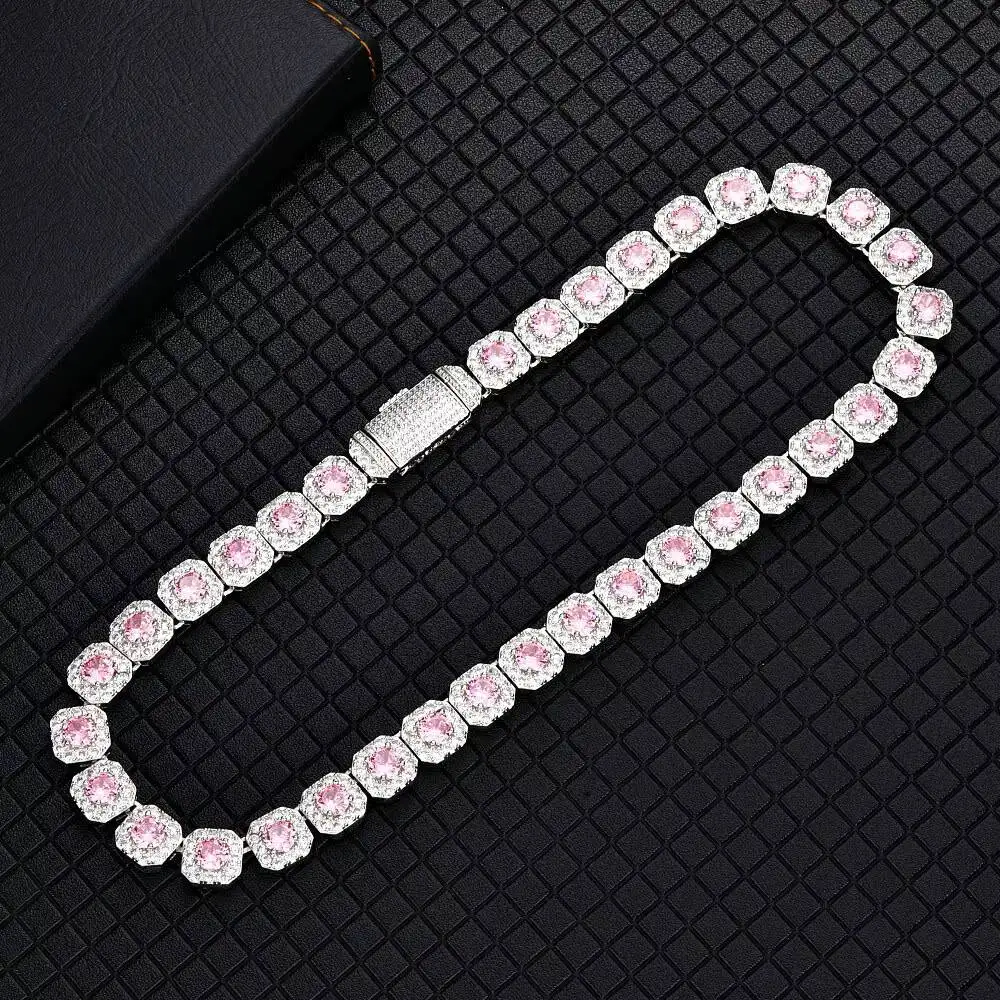 S925 necklace Moissanite VS D Diamond Tennis Chain Necklace 925 Sterling Silver Diamond Necklace Lab Grown Ruby Gemstone Neck